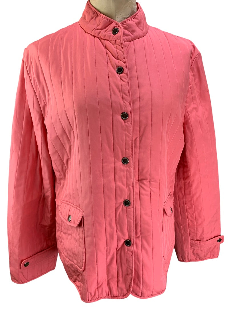 14 JM Collection Women's Pink Quilted Snap Up Jacket Lined