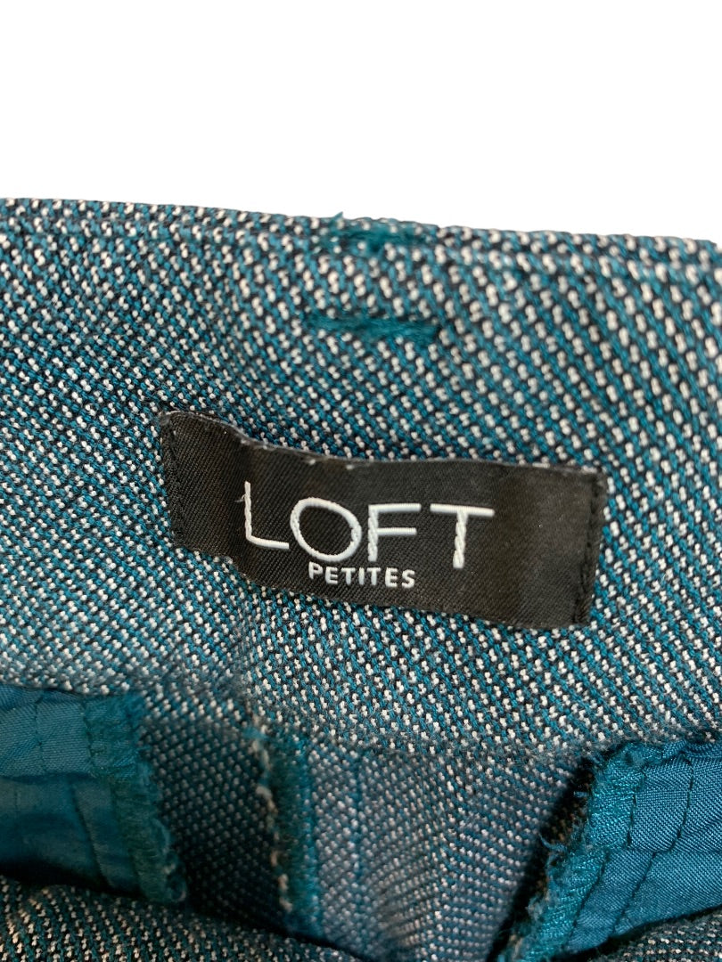 4P LOFT Petites Women's Teal Textured Skinny Dress Crop Pants 24" Inseam