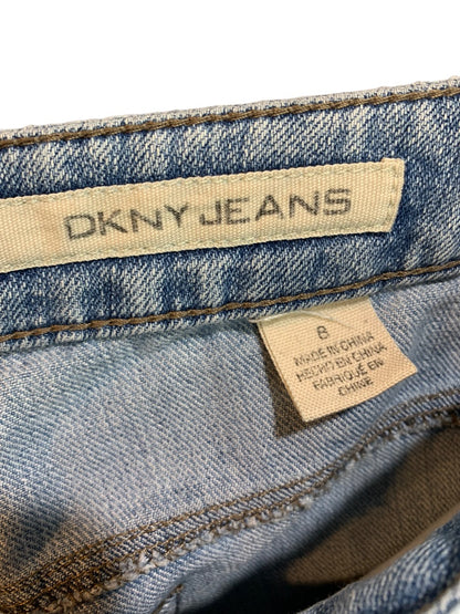 8 DKNY Jeans Women's Light Wash Denim Distressed Relaxed Fit Straight Leg 27" Inseam