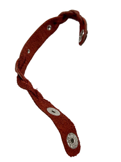 Braided Red Leather Bracelet Snap Closure "Strength" 7" or 7.5"