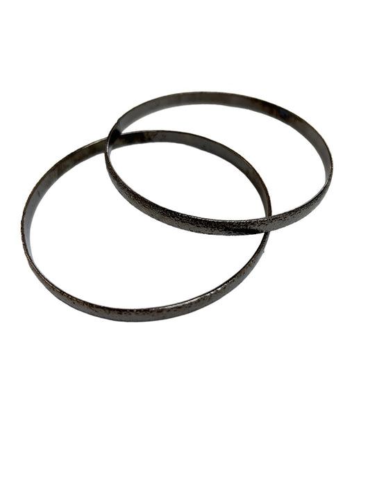 Set of 2 Textured Dark Silvertone Bangle Bracelets 2.5" Inside Diameter