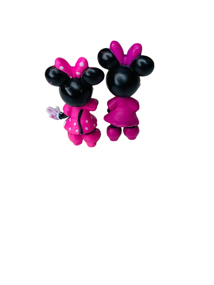 Minnie Mouse Disney 2" Figure Pink Bow Set of 2 Vinyl Figurines