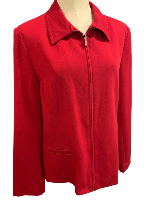 Size 16 Talbots Stretch Women's Red Full Zip Jacket Collared