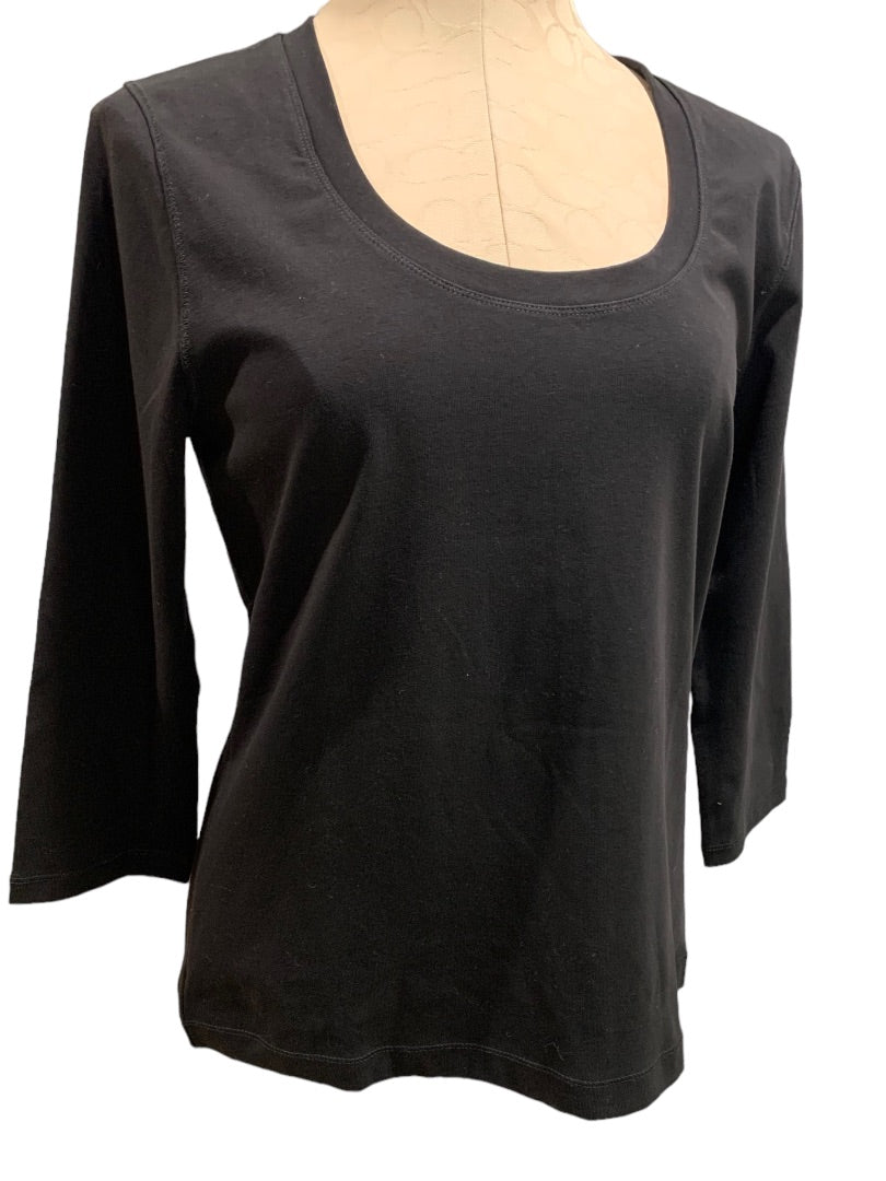 Large Petite Preswick & Moore Women's New Black Scoop Neck 3/4 Sleeve Tshirt