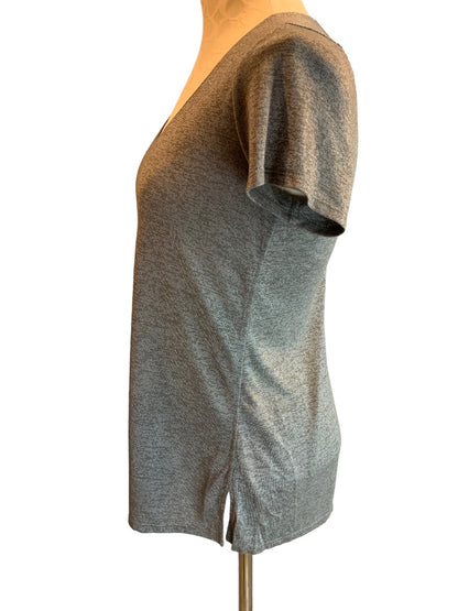 XS Vince. Women's Heathered Gray Short Sleeve V-Neck Tshirt Loose Fit