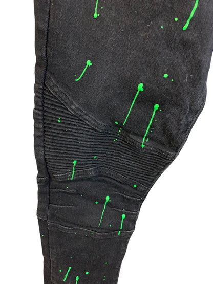 30 Trestle Supply Company Men's Black Paint Splatter Skinny Moto Jeans