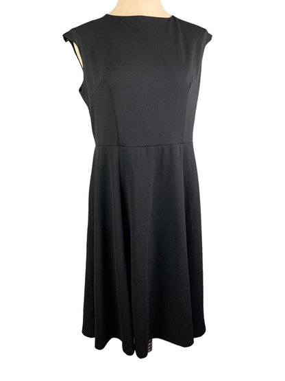 XL Dress Tells Black Sleeveless Belted Dress Stretch Knee Length