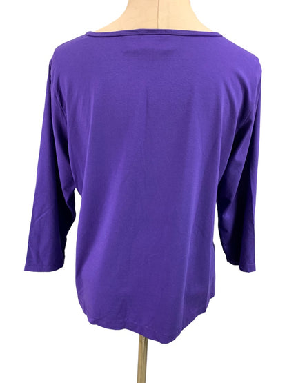 XL Chico's Design Women's Purple Long Sleeve Ponte Knit Shirt