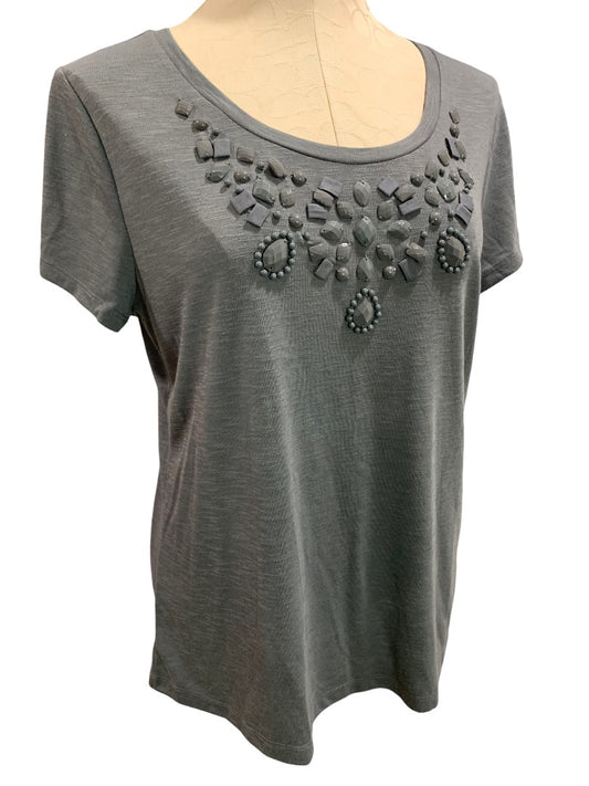 Large Petite Apt 9 Women's New Short Sleeve Tshirt Embellished Gray