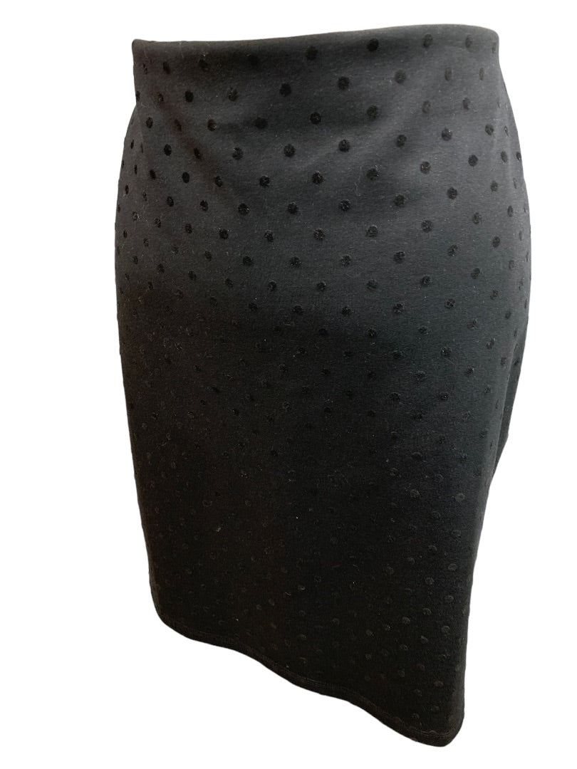 Large Old Navy Black Stretch Knit Pull On Pencil Skirt Swiss Dot