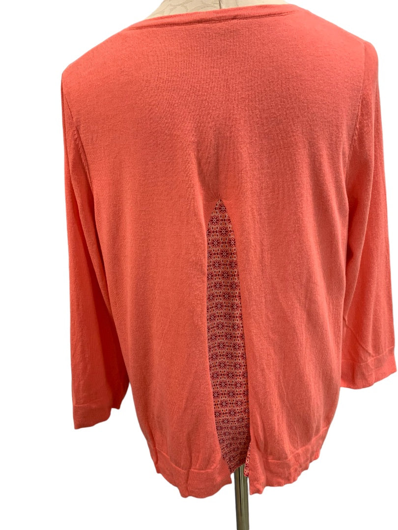 Large Petite Talbots Women's Coral Split Back Lightweight Cardigan