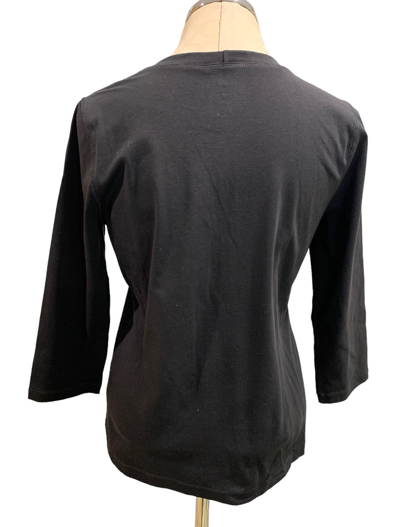 Large Petite Preswick & Moore Women's New Black Scoop Neck 3/4 Sleeve Tshirt