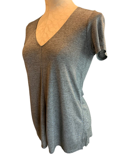 XS Vince. Women's Heathered Gray Short Sleeve V-Neck Tshirt Loose Fit