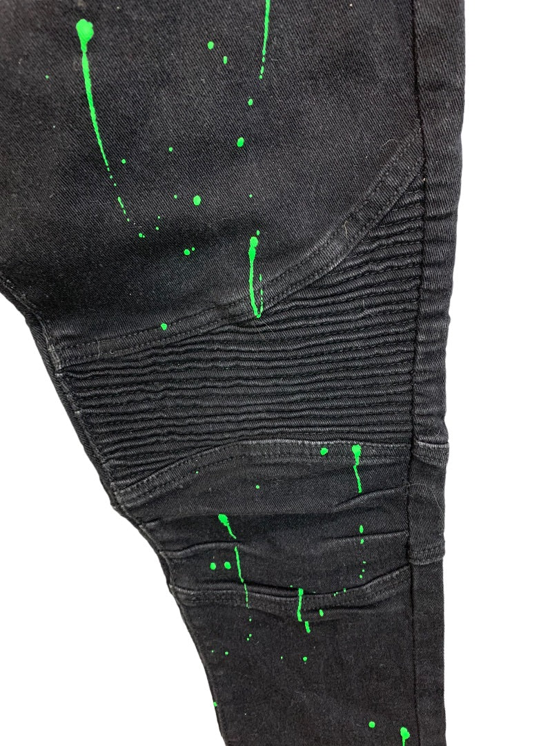 30 Trestle Supply Company Men's Black Paint Splatter Skinny Moto Jeans