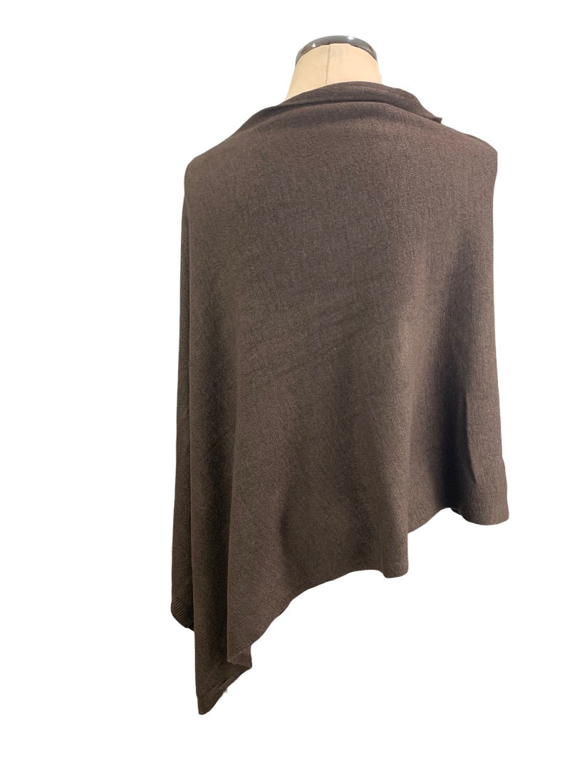 One Size Women's Brown Poncho Coffee Color Acrylic Split Neck New 23.6" x 34.6"