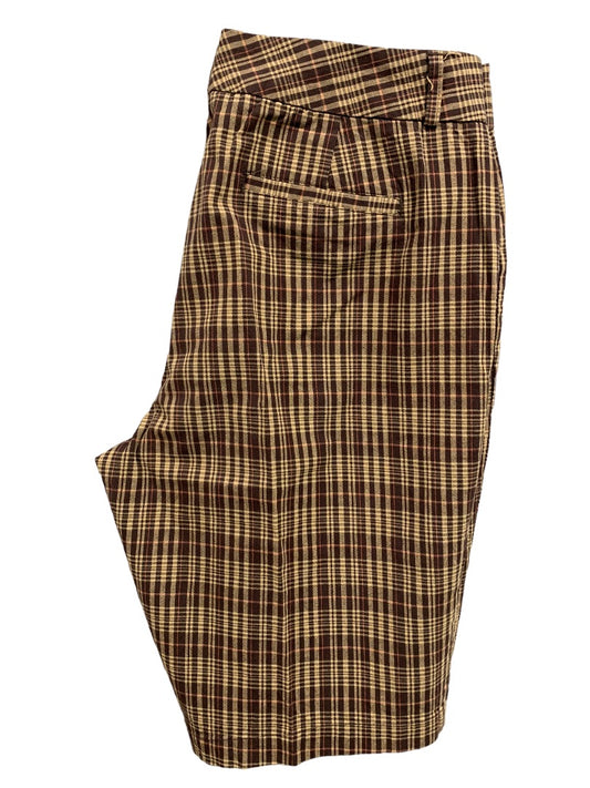 Size 10 Dockers Ideal Fit Women's Brown Plaid Chino Shorts Stretch Cotton