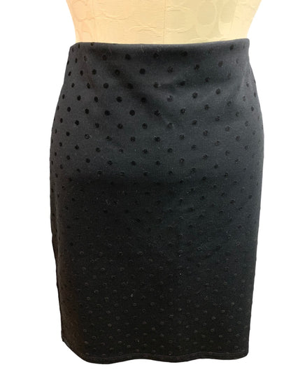 Large Old Navy Black Stretch Knit Pull On Pencil Skirt Swiss Dot