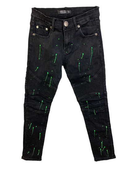 30 Trestle Supply Company Men's Black Paint Splatter Skinny Moto Jeans