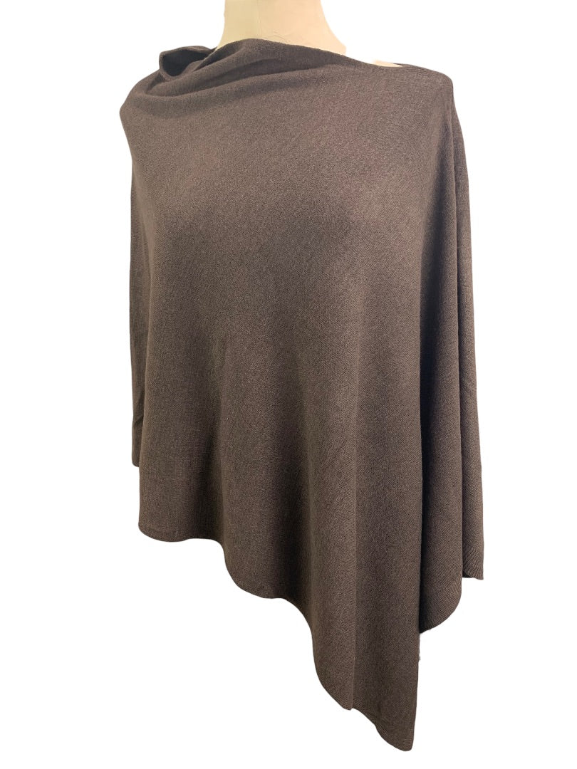 One Size Women's Brown Poncho Coffee Color Acrylic Split Neck New 23.6" x 34.6"