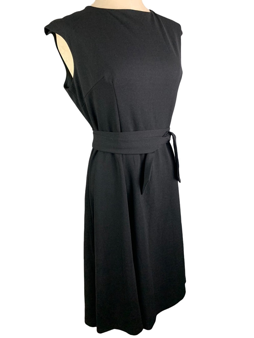 XL Dress Tells Black Sleeveless Belted Dress Stretch Knee Length