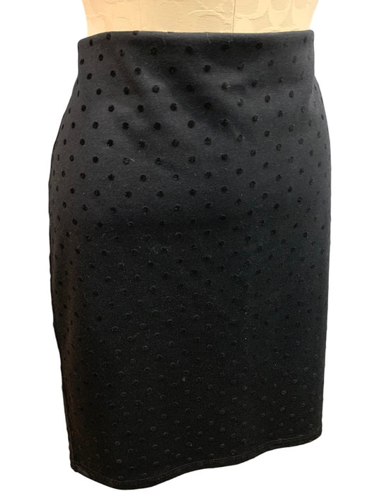 Large Old Navy Black Stretch Knit Pull On Pencil Skirt Swiss Dot