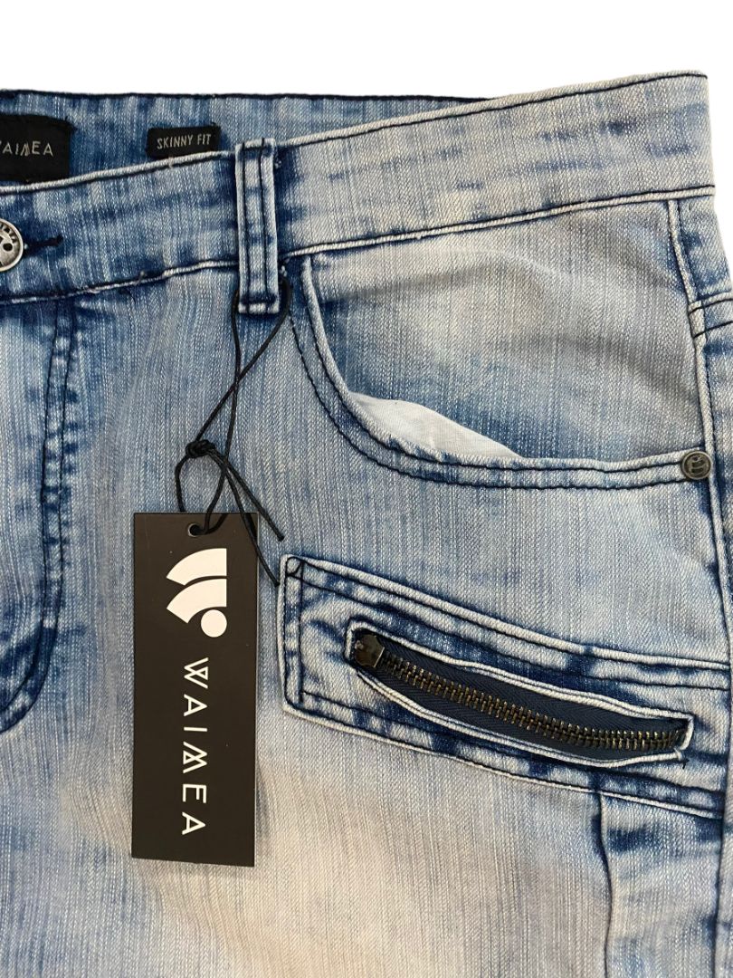 40 Waimea Skinny Fit Light Wash Moto Jeans NWT