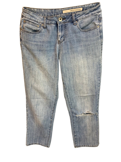 8 DKNY Jeans Women's Light Wash Denim Distressed Relaxed Fit Straight Leg 27" Inseam