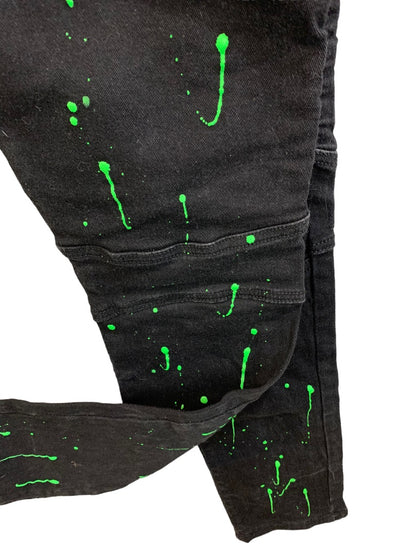 30 Trestle Supply Company Men's Black Paint Splatter Skinny Moto Jeans