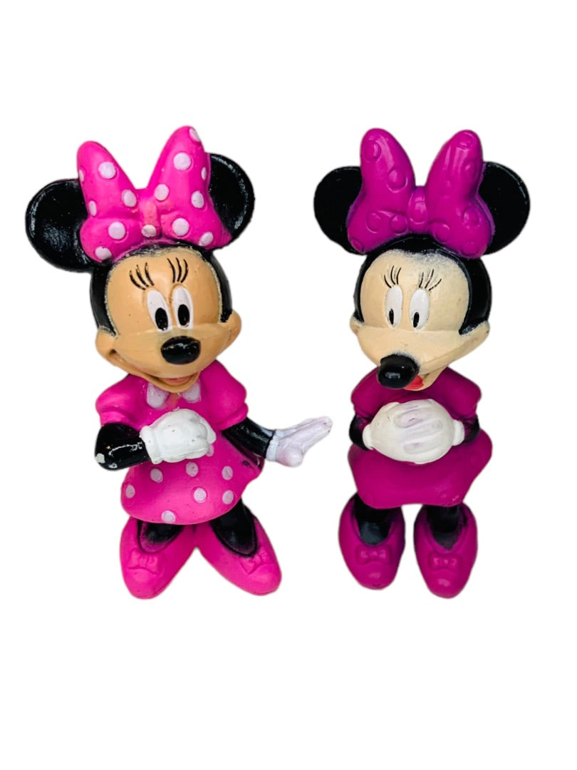 Minnie Mouse Disney 2" Figure Pink Bow Set of 2 Vinyl Figurines