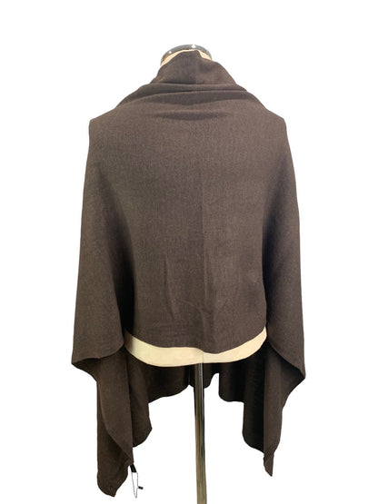 One Size Women's Brown Poncho Coffee Color Acrylic Split Neck New 23.6" x 34.6"