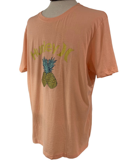 Large Hurley Men's Pineapple Peach Color Short Sleeve New Tshirt