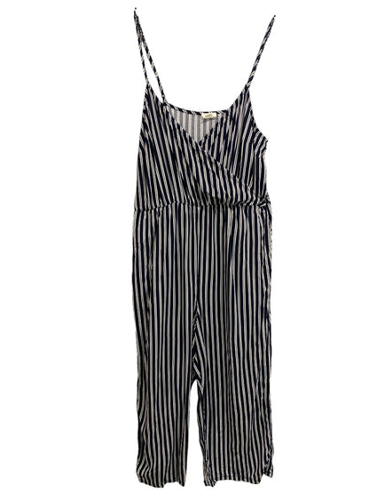 Small Garage Navy Blue New Striped Lightweight Jumpsuit Spaghetti Strap