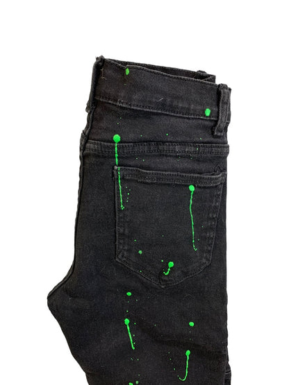 30 Trestle Supply Company Men's Black Paint Splatter Skinny Moto Jeans