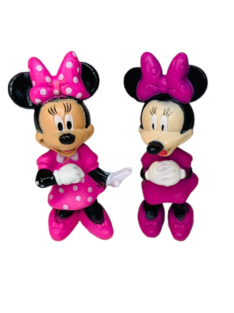 Minnie Mouse Disney 2" Figure Pink Bow Set of 2 Vinyl Figurines