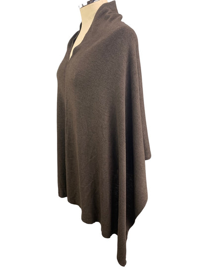 One Size Women's Brown Poncho Coffee Color Acrylic Split Neck New 23.6" x 34.6"