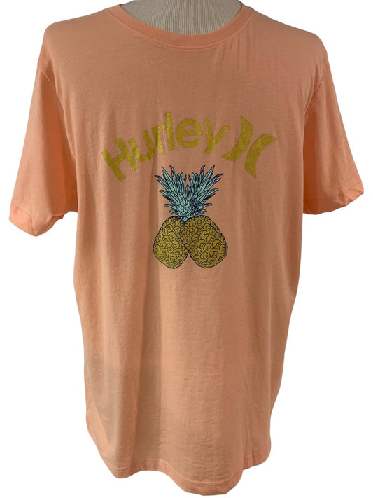 Large Hurley Men's Pineapple Peach Color Short Sleeve New Tshirt