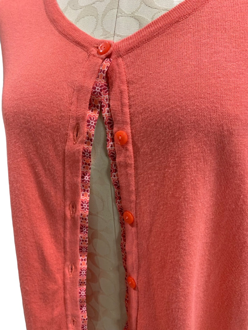 Large Petite Talbots Women's Coral Split Back Lightweight Cardigan