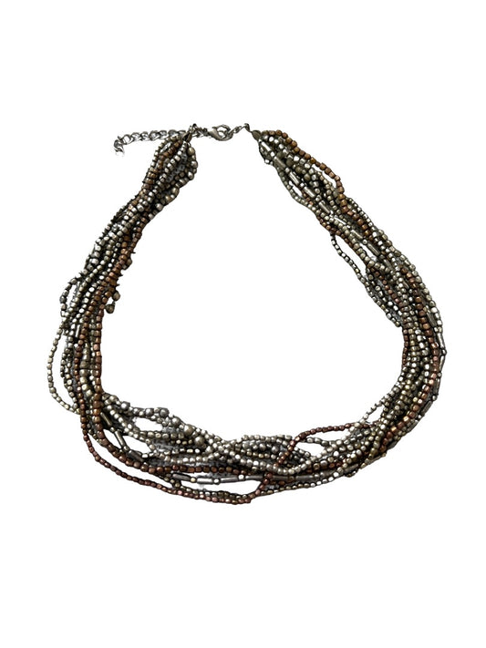 Mixed Metal Seed Bead Twisted Necklace 15" - 17"