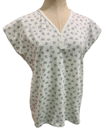 Large SteppingStones Women's Floral Print 1990s V-Neck Tshirt