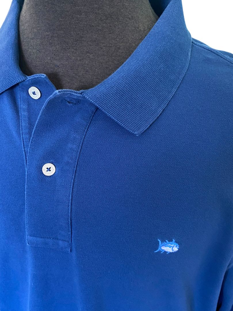 Large (40) Southern Tide Blue Long Sleeve The Skipjack Polo Shirt