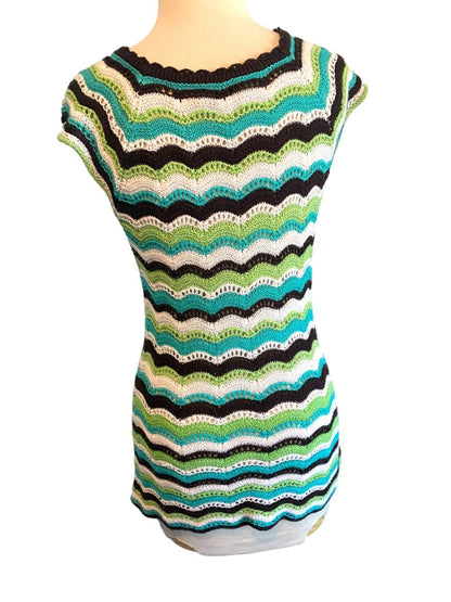 Medium Milly of NY Cashmere Blend Chevron Cap Sleeve Sweater