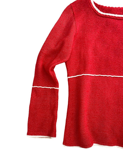 Vintage Red Handmade Sweater Long Sleeve Tunic Style