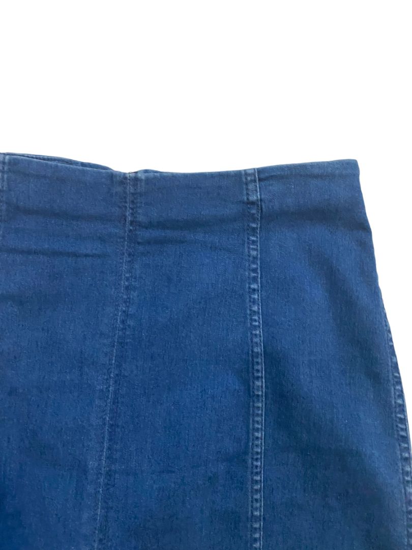 12 Free People Blue Denim Skirt Straight Stretch