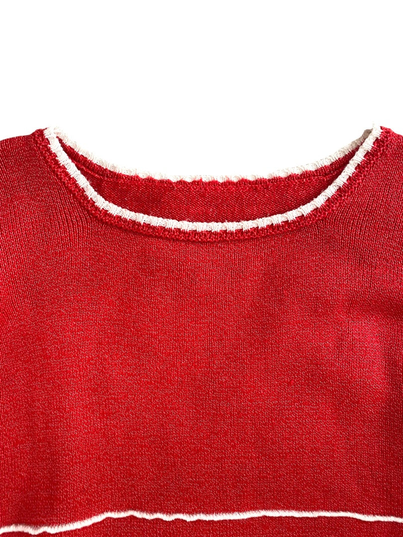 Vintage Red Handmade Sweater Long Sleeve Tunic Style