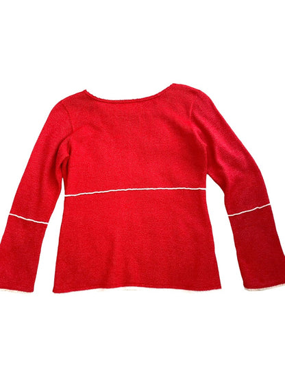 Vintage Red Handmade Sweater Long Sleeve Tunic Style