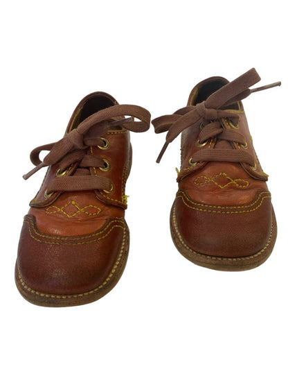 Vintage Buster Brown Brown Kids Shoes Leather Lace Up Dress 2 Toddler