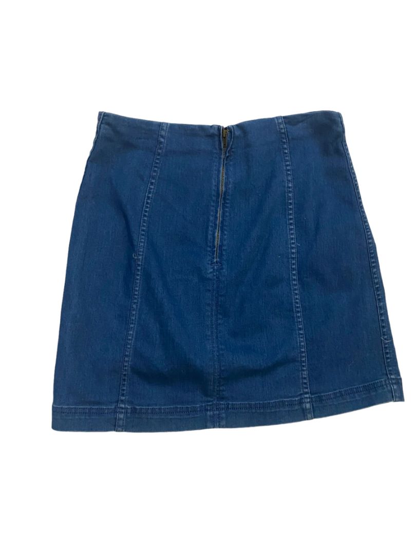 12 Free People Blue Denim Skirt Straight Stretch