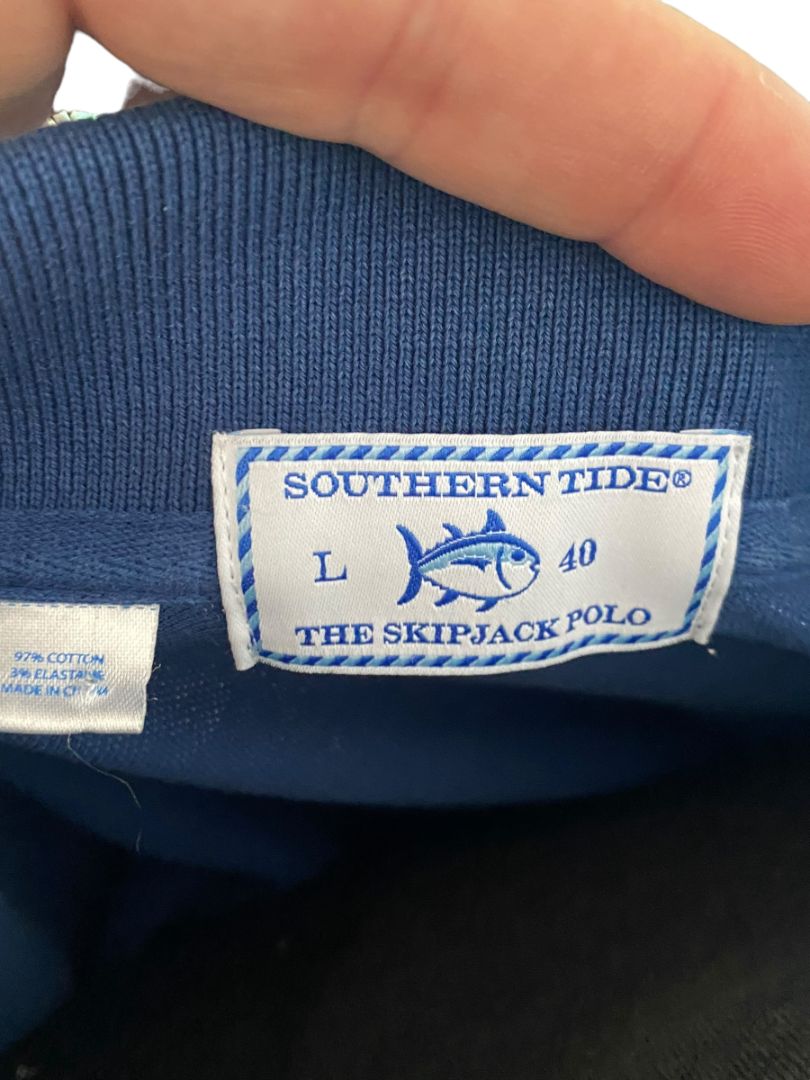 Large (40) Southern Tide Blue Long Sleeve The Skipjack Polo Shirt