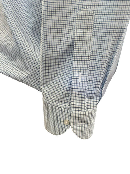 XL (16.75 x 35) Proper Cloth Blue Cross Check Long Sleeve Button Down Shirt Spread Collar