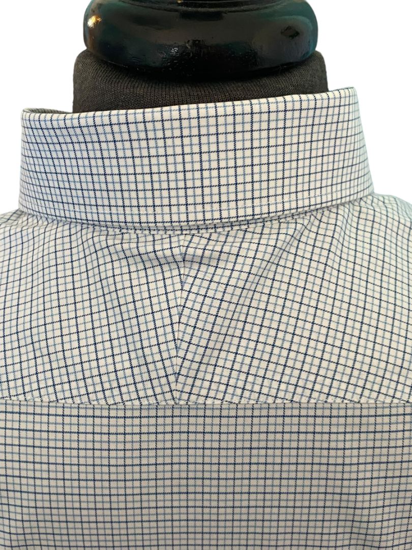 XL (16.75 x 35) Proper Cloth Blue Cross Check Long Sleeve Button Down Shirt Spread Collar